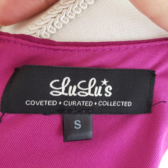 Lulu's Sleeveless Loose Chiffon Mini Shift Dress Fuchsia Pink Size Small - Picture 8 of 11